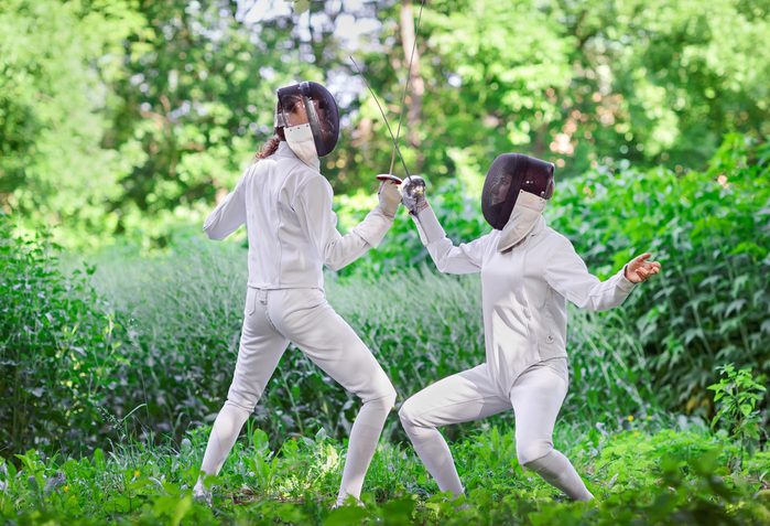 fun ways to stay in shape_two women fencing