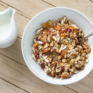 Healthy Homemade Cereal With Walnuts, Oats and Apricots