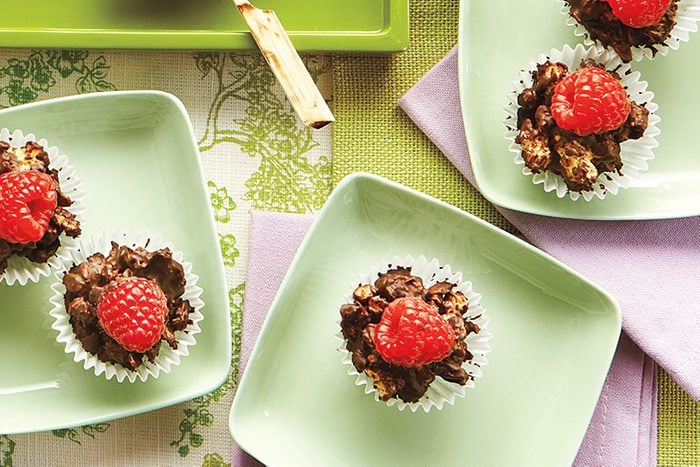 healthy mother's Day brunch, granola, raspberry chocolate granola cups