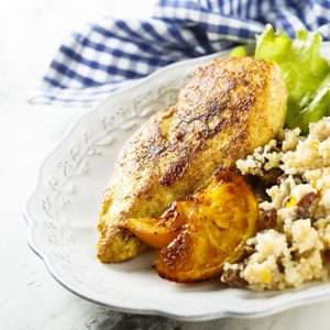 Orange Chicken on Moroccan Couscous
