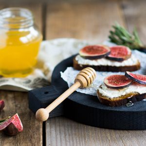 Honey-Roasted Ricotta with Figs and Grapes