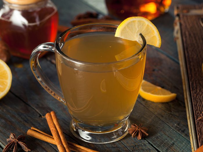 citrus and brandy hot toddy drink
