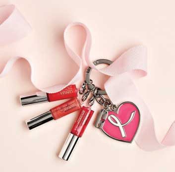 7. Clinique heart key ring with lip glosses