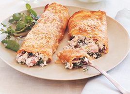 Baked spinach and ham pancakes