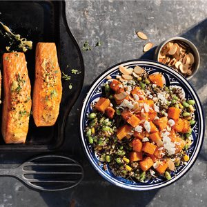 Roasted Salmon and Squash with Tricolour Quinoa