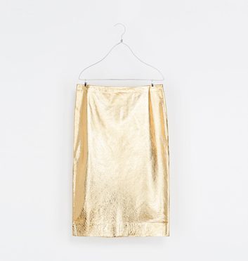 Zara Metallic Leather Skirt