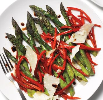 Roasted Asparagus and Red Peppers with Parmesan
