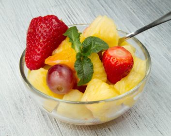 pineapple strawberries fruit mint
