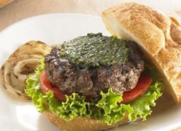 grilled burgers with pesto