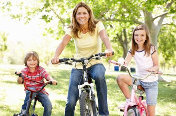 family biking