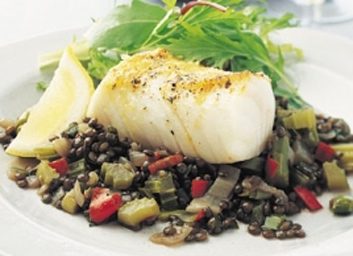fish with lentils