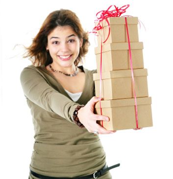 woman with gift boxes
