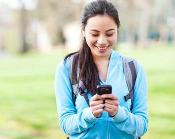 healthy app woman texting phone