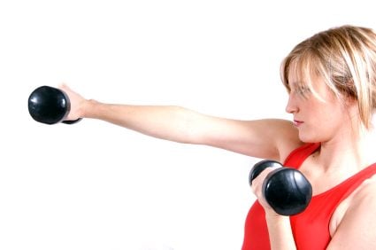 woman arms weights