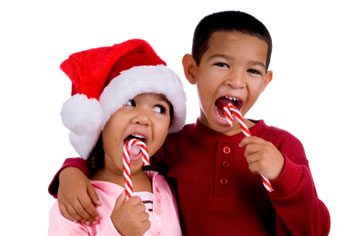 kids eating holiday candy canes