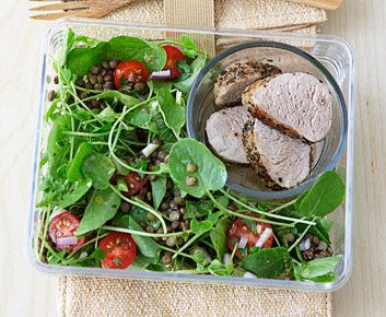 Lentil and Watercress Salad with Grilled Pork