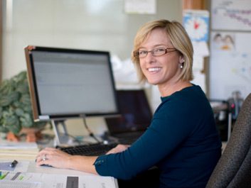 woman working office