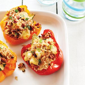 Peppers stuffed with Turkey, Cheese and Rice