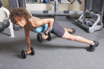 plank row with dumbbells