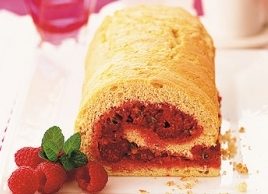 Raspberry and Passion Fruit Sponge Roll