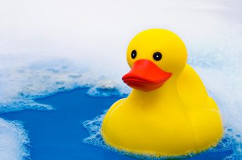 rubber duckie in bathtub
