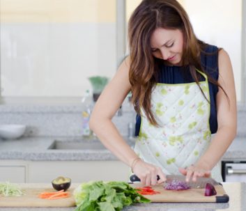 salad woman chopping kitchen 