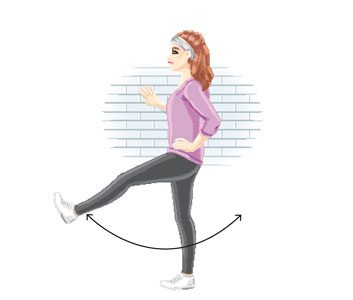 Dynamic stretching: Try forward leg swing 