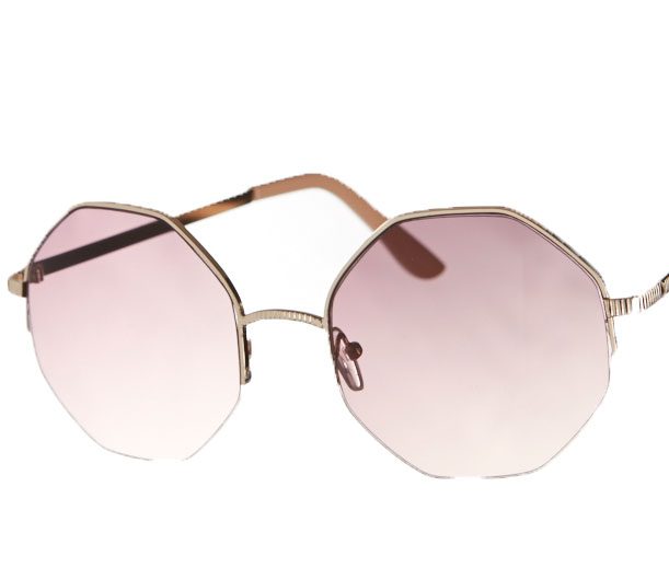 Hexagonal rose-tinted sunglasses