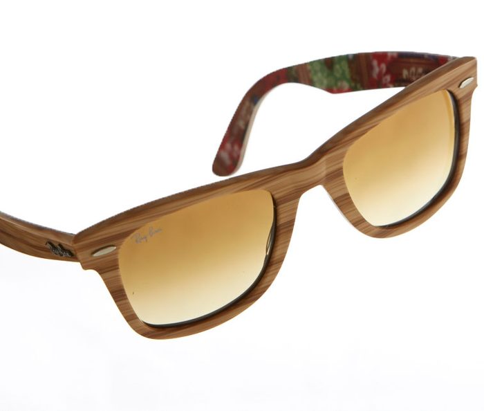Woodgrain-and floral-printed acetate sunglasses