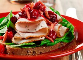 Open-faced Turkey Sandwiches with Cranberry Almond Sauce