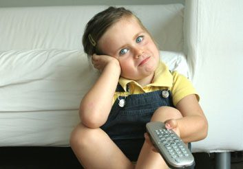 kid watching tv