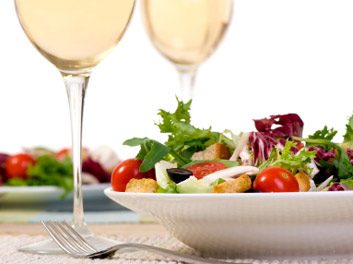 wine/salad