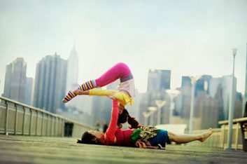 Yoga on a bridge
