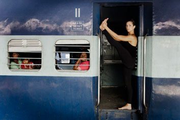 Yoga on a train