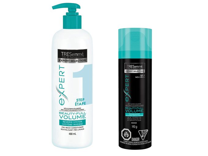 Tresemmé Beauty-Full Volume Pre-Wash Conditioner, $9; and Mousse, $10