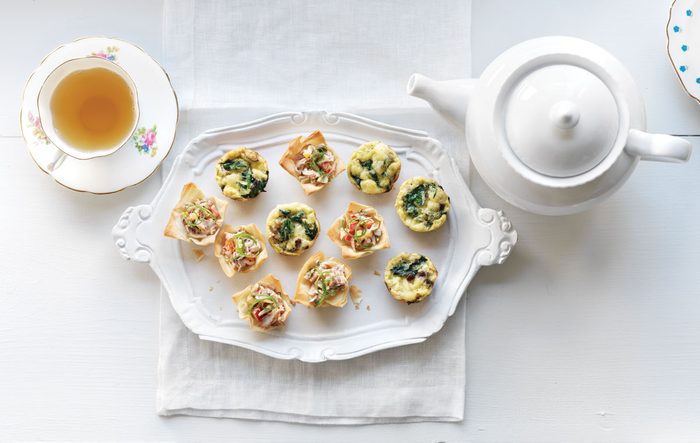 Crab Remoulade Cups, and Mushroom and Swiss Cheese Mini-Quiches