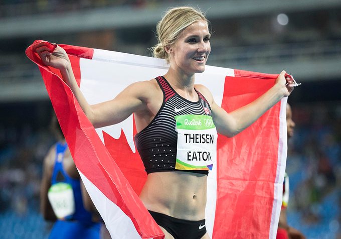 RIO DE JANEIRO, BRAZIL- AUGUST 14: Canada's Brianne Theisen-Eaton won a bronze medal in the women's heptathlon at the Olympic Stadium 2016 Rio de Janeiro, Brazil during the 2016 Olympic Summer Games. Lucas Oleniuk-Toronto Star (Lucas Oleniuk/Toronto Star via Getty Images)