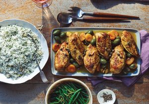 Wine-Roasted Chicken with Apricots and Olives
