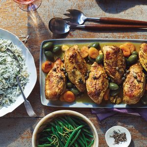 Wine-Roasted Chicken with Apricots and Olives