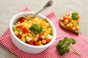 Corn and Red Bell Pepper Salad with Potatoes