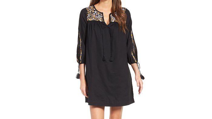 Embroidery fashion black dress by Madewell