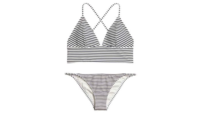 Striped triangle binkini with thick band