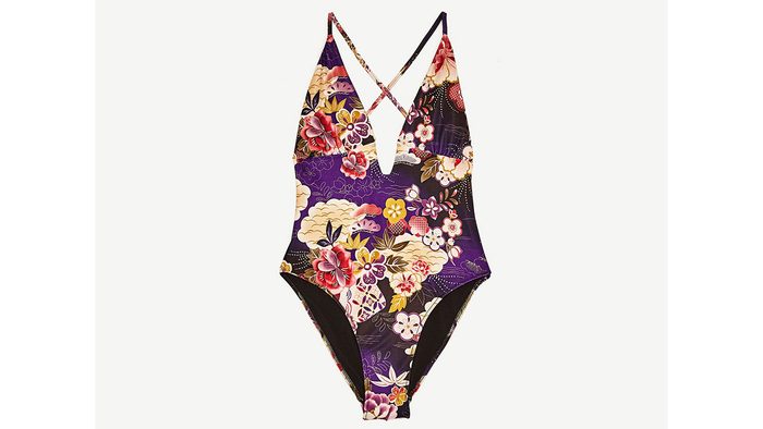 Asian floral print one piece