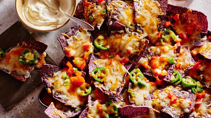 lactose-free nachos loaded with veggies