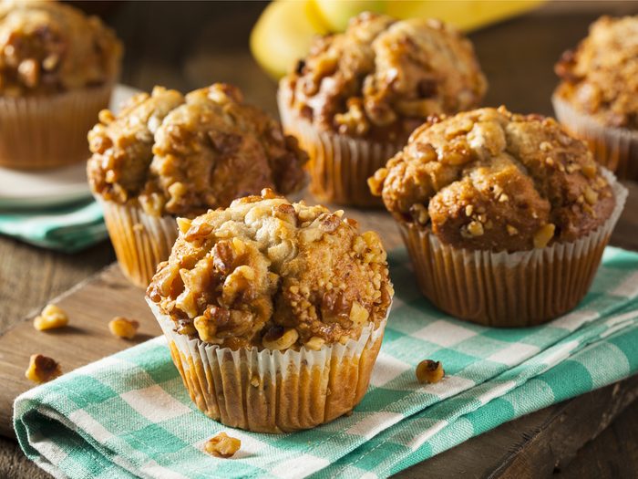 A homemade muffin is a good high-protein breakfast idea.