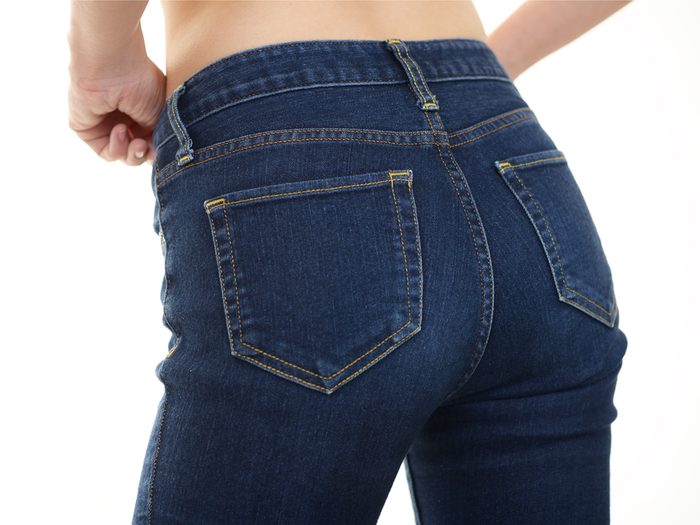 A high rise jean is a sneaky fashion trick to make you look 10 pounds lighter
