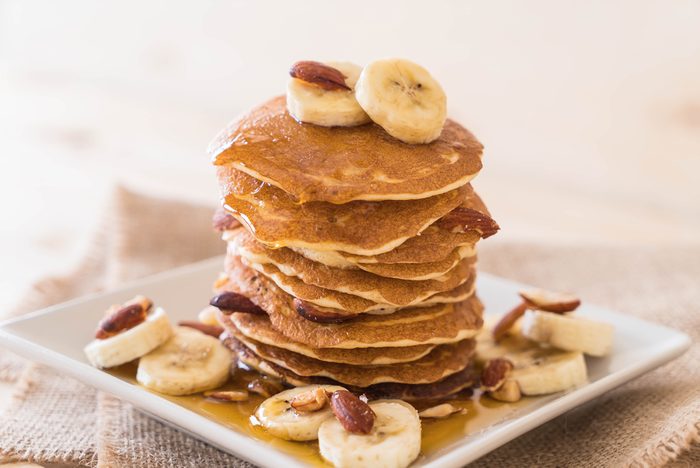 almond facts_ almonds on pancakes