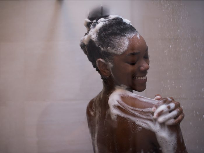You can get away with showering less because you only really need to wash your smelly parts