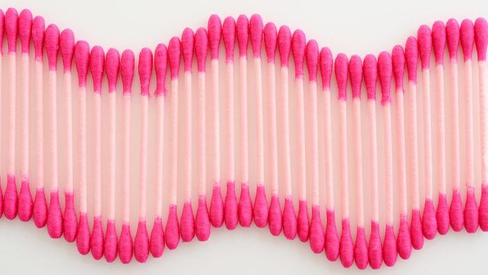 Ruining Hearing: pink cotton swabs in a decorative line