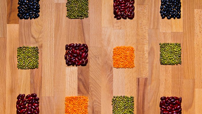 Izzy's eating plan, a board with high fibre foods such as beans